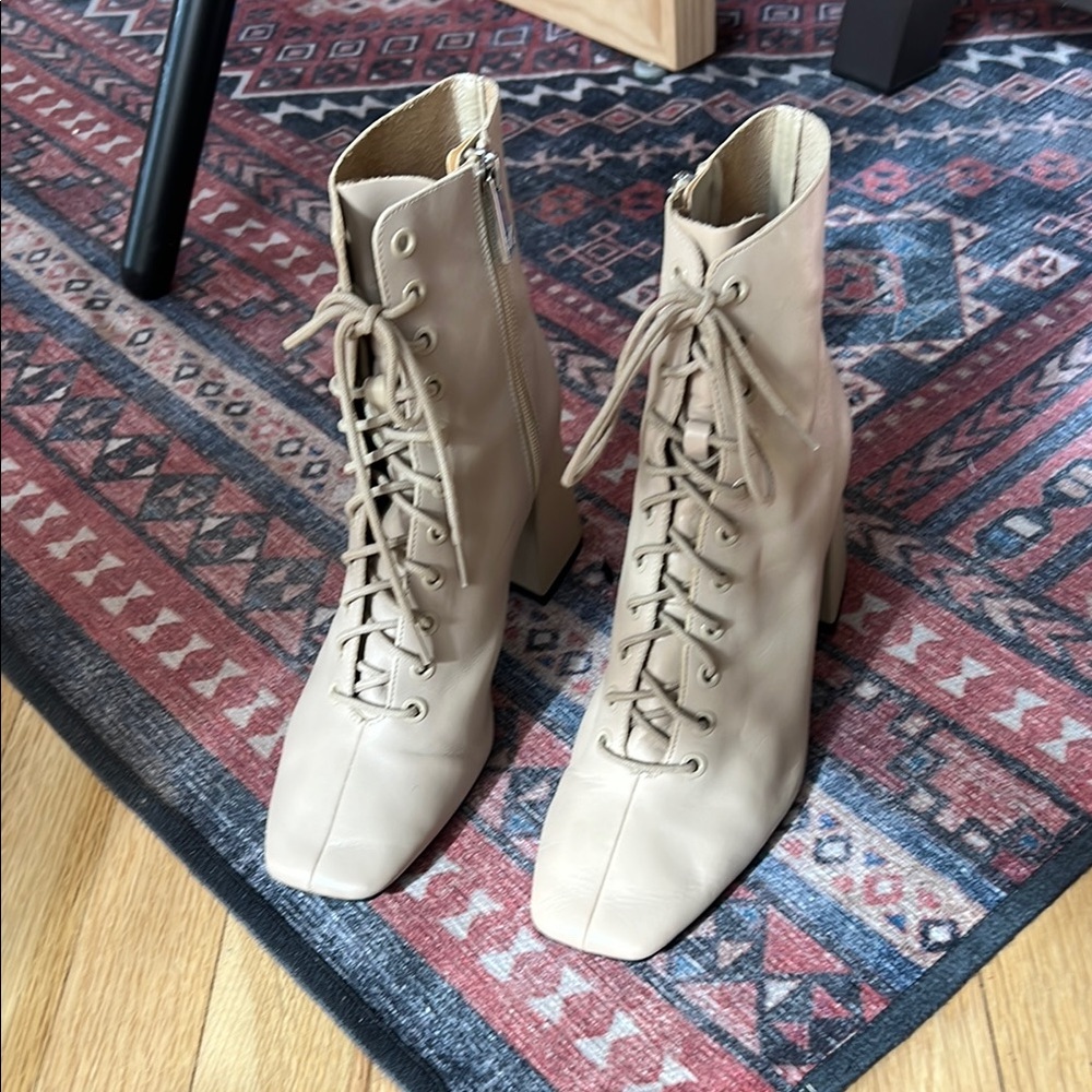 ZARA leather Lace-Up Ankle Boots